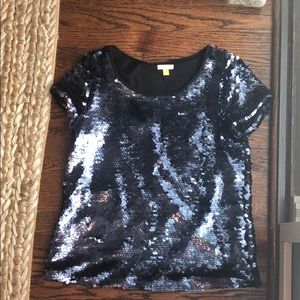 Navy sequin top